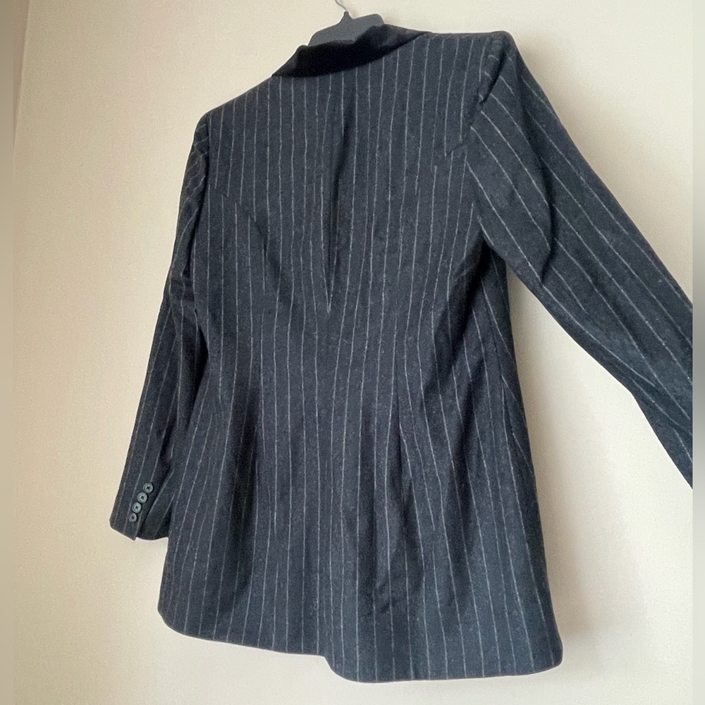 Ralph Lauren Blazer Pinstripe Velvet Collar 100%Lambwool One Button DarkAcademia - Picture 5 of 16